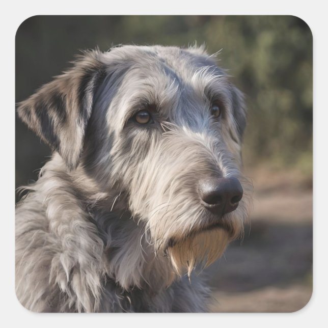 Irish Wolfhound ich bin nicht erstaunt, Quadratischer Aufkleber (Vorderseite)