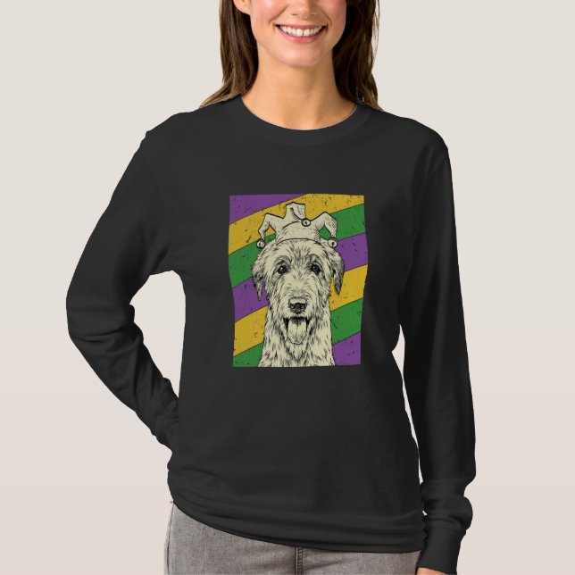 Irish Wolfhound Jester Mardi Gras Dog Mom or Dad T-Shirt (Vorderseite)