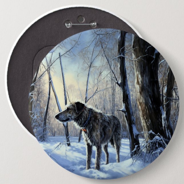 Irish Wolfhound Let It Snow Weihnachten Button (Vorne & Hinten)