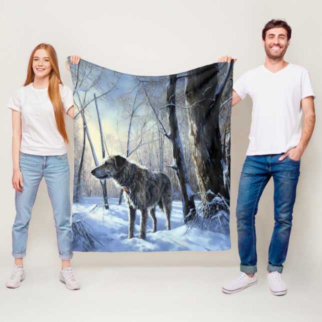 Irish Wolfhound Let It Snow Weihnachten Fleecedecke (Beispiel)