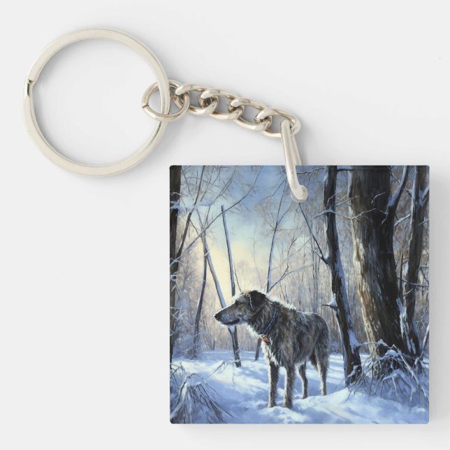 Irish Wolfhound Let It Snow Weihnachten Schlüsselanhänger (Vorderseite)