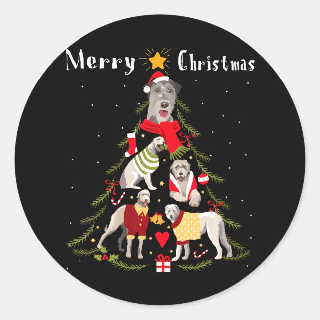 Irish Wolfhound Lover Xmas Dog Runder Aufkleber (Vorderseite)