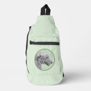 Irish Wolfhound Malerei Grau Original Hunde Kunst Crossbody Bag