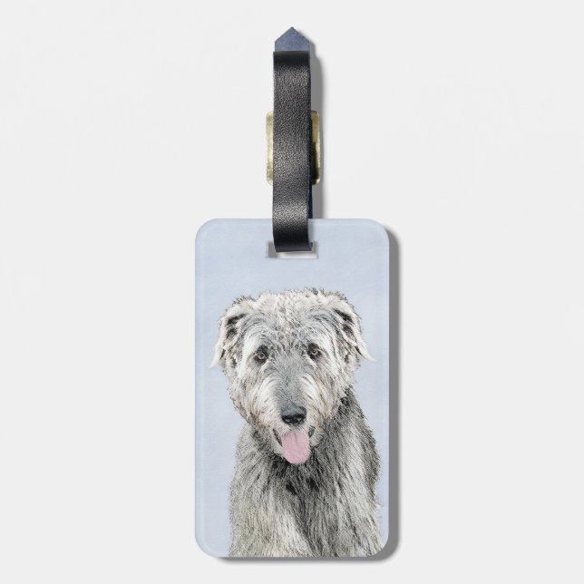 Irish Wolfhound Painting - Cute Original Dog Art Gepäckanhänger (Rückseite vertikal)