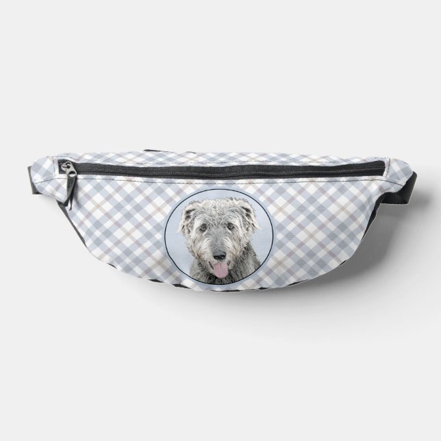 Irish Wolfhound Painting Gray Original Dog Art Bauchtasche (Ablage )