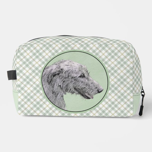 Irish Wolfhound Painting Gray Original Dog Art Waschbeutel (Vorderseite)