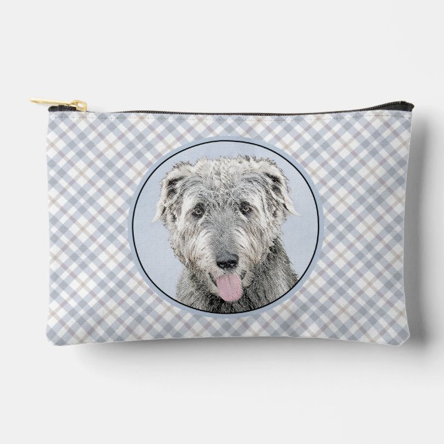 Irish Wolfhound Painting Gray Original Dog Art Zubehörtasche (Vorderseite)