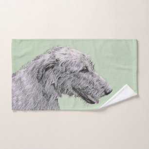 Irish Wolfhound Painting - Niedliche Original Dog Badhandtuch Set