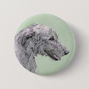 Irish Wolfhound Painting - Niedliche Original Dog  Button