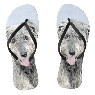 Irish Wolfhound Painting - Niedliche Original Dog  Flip Flops