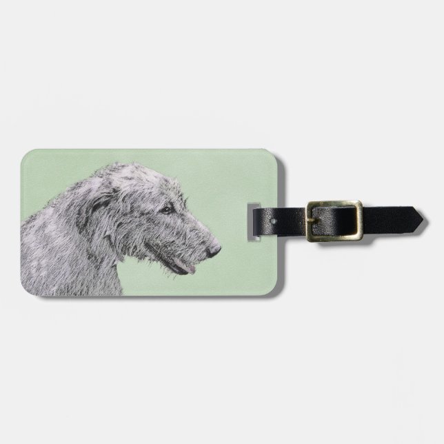 Irish Wolfhound Painting - Niedliche Original Dog  Gepäckanhänger (Vorderseite horizontal)
