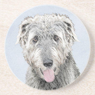 Irish Wolfhound Painting - Niedliche Original Dog Getränkeuntersetzer