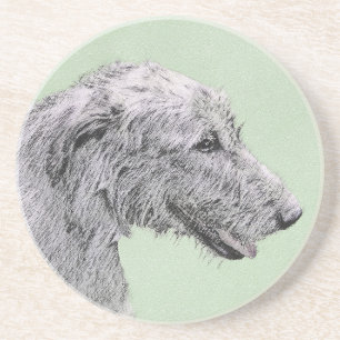 Irish Wolfhound Painting - Niedliche Original Dog Getränkeuntersetzer