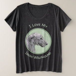 Irish Wolfhound Painting - Niedliche Original Dog  Große Größe T-Shirt