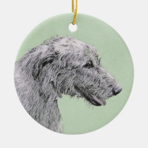 Irish Wolfhound Painting - Niedliche Original Dog  Keramik Ornament