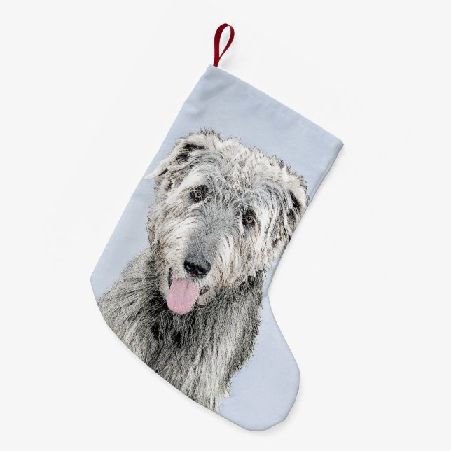 Irish Wolfhound Painting - Niedliche Original Dog  Kleiner Weihnachtsstrumpf (Vorderansicht (hängend))