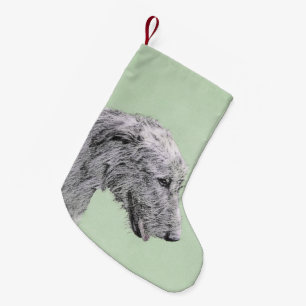 Irish Wolfhound Painting - Niedliche Original Dog  Kleiner Weihnachtsstrumpf