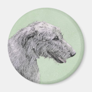 Irish Wolfhound Painting - Niedliche Original Dog Magnet