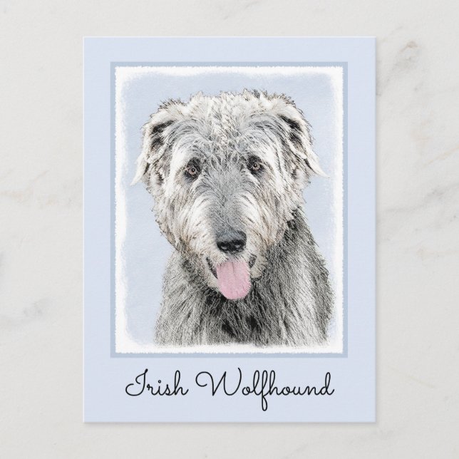 Irish Wolfhound Painting - Niedliche Original Dog  Postkarte (Vorderseite)