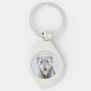 Irish Wolfhound Painting - Niedliche Original Dog  Schlüsselanhänger