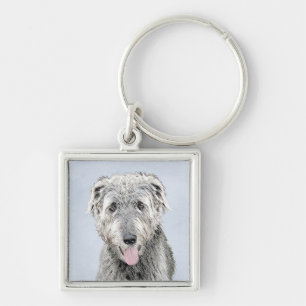 Irish Wolfhound Painting - Niedliche Original Dog Schlüsselanhänger