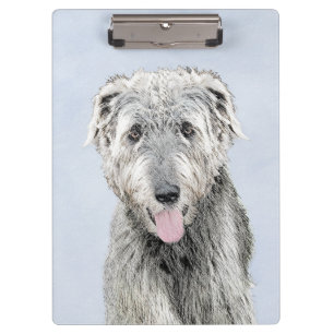 Irish Wolfhound Painting - Niedliche Original Hund Klemmbrett