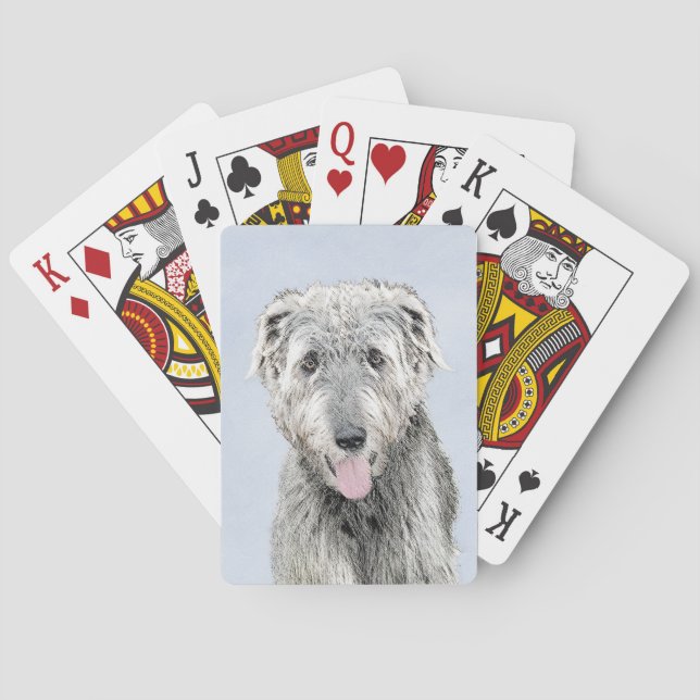 Irish Wolfhound Painting - Niedliche Original Hund Spielkarten (Rückseite)