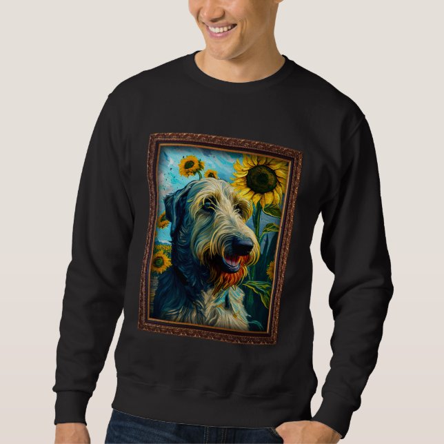 Irish Wolfhound Painting Sunflower Flower Mom Wome Sweatshirt (Vorderseite)