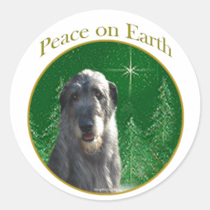 Irish Wolfhound Peace Runder Aufkleber