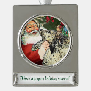 Irish Wolfhound Personalisierte Weihnachten Banner-Ornament Silber