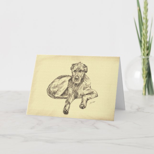 Irish Wolfhound Puppy Greeting Card Karte (Vorderseite)