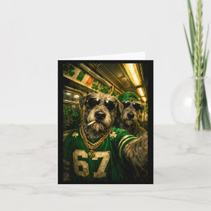 Irish Wolfhound Selfie St. Patrick's Day lustig Hi Karte