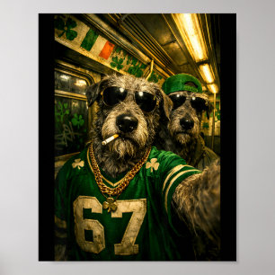 Irish Wolfhound Selfie St. Patricks Tag lustig Hip Poster