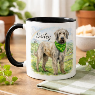 Irish Wolfhound Shamrock-Bandana mit individuellem Tasse