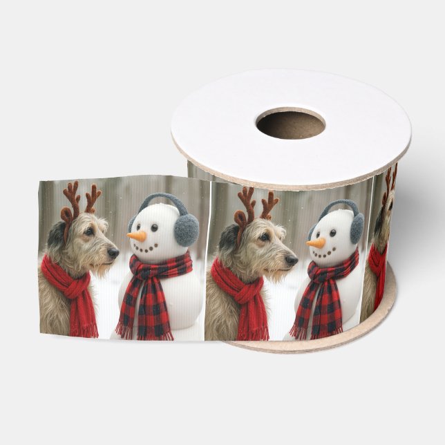 Irish Wolfhound Staring at a Snowman Ripsband (Spule)