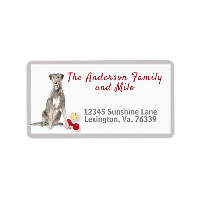 Irish Wolfhound Toys Zuhause Rücksendeadresse Adressaufkleber (Vorne)