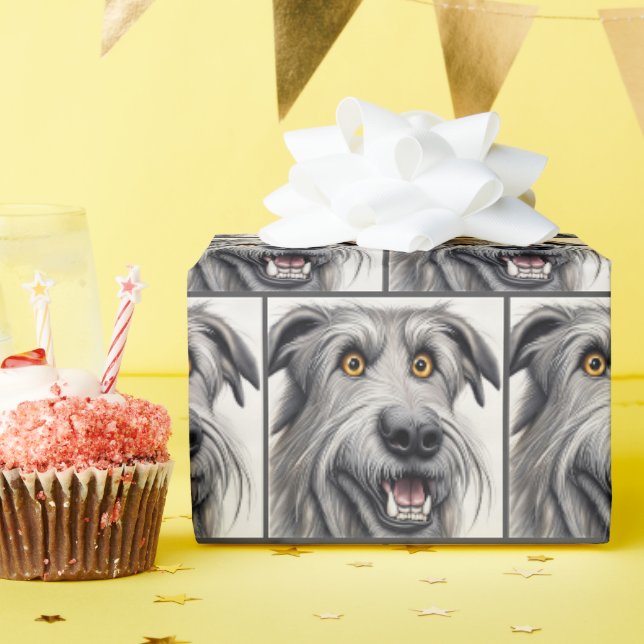 Irish Wolfhound Überraschung Geschenkpapier (Geburtstagsparty)