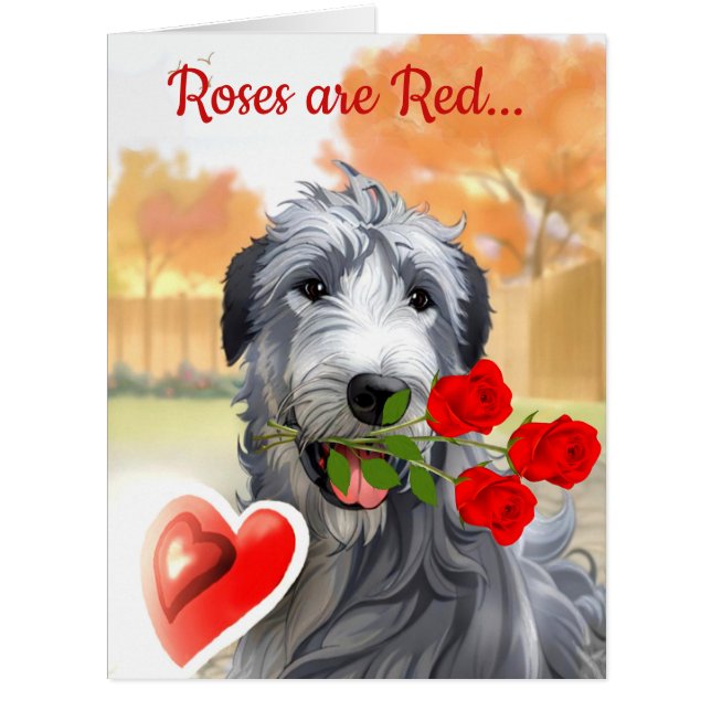 Irish Wolfhound Valentine Kunstwerk Grußkarte (Vorderseite)