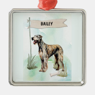 Irish Wolfhound Wasserfarbe Personalisierter Hund Ornament Aus Metall