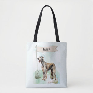 Irish Wolfhound Wasserfarben Personalisierter Hund Tasche