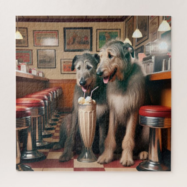 Irish Wolfhounds in Retro Diner (Vertikal)