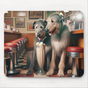 Irish Wolfhounds in Retro Diner Mousepad