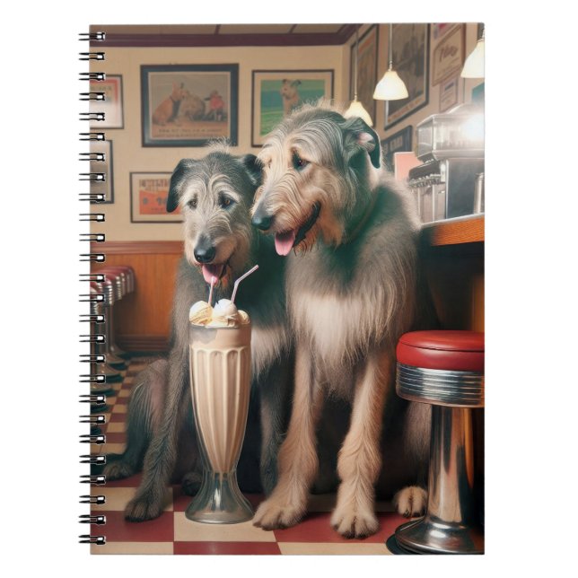 Irish Wolfhounds in Retro Diner Notizblock (Vorderseite)
