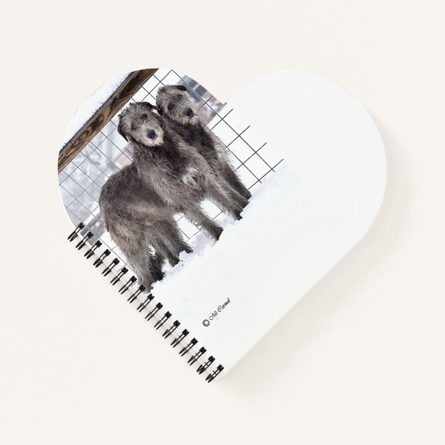 Irish Wolfhounds in Schneeform Notizbuch (Vorderseite)