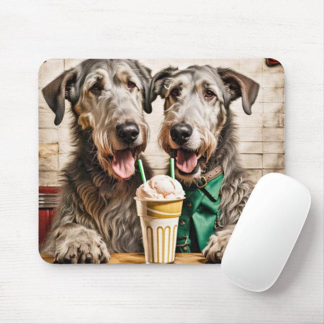 Irish Wolfhounds mit Eiscreme-Soda Mousepad (Mit Mouse)
