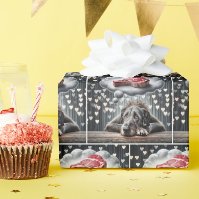 Irish Wolfhound's Steak Dream Geschenkpapier (Geburtstagsparty)