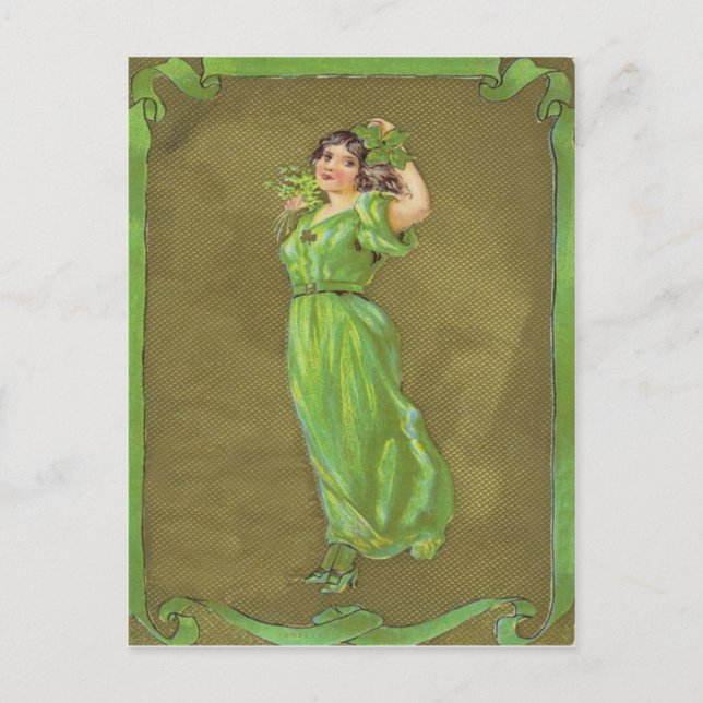 Irish Woman Kleeblatt Postkarte (Vorderseite)