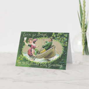 Irish Woman Man Rowboat Kleeblatt Karte