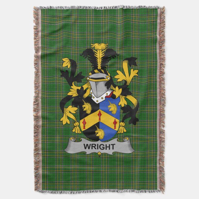 Irish Wright Coat of Arms Familienwappen Irland Decke (Vorderseite Vertikal)