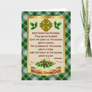 Irish Xmas Blessing/Tartan Personalisiert Card Dankeskarte